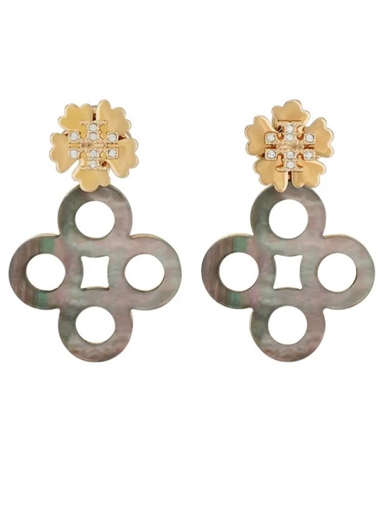 Tory Burch Jewelry - Tory Burch Kira Logo Clover Pavé Front/Back Earrings
